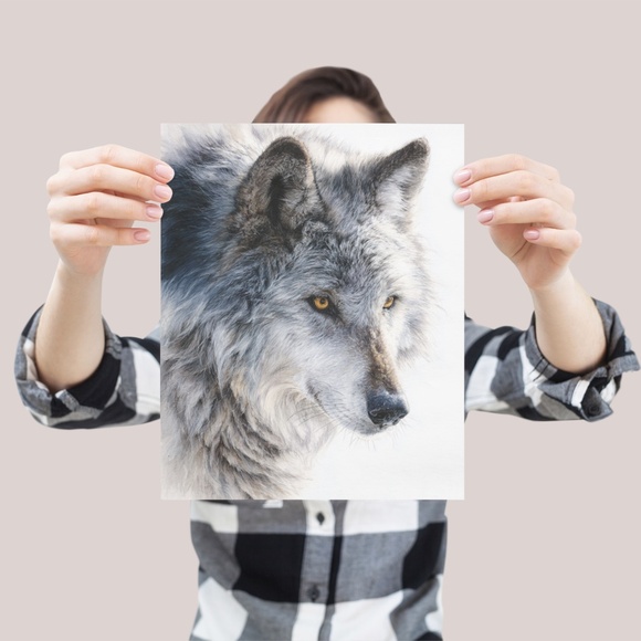 Watercolor Wolf with Mystical Aura Portrait Wall Art Print Poster, Unframed - Picture 4 of 6